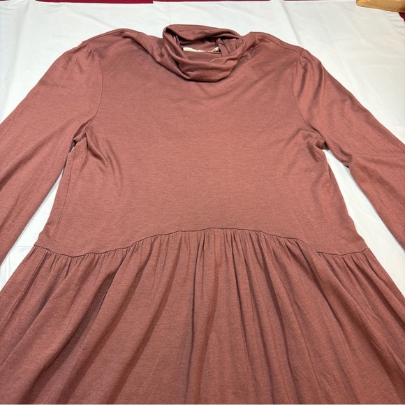 Peruvian Connection BROWN Nicole TURTLE NECK DRESS long Sleeves Flowy Women’s S - Picture 13 of 16